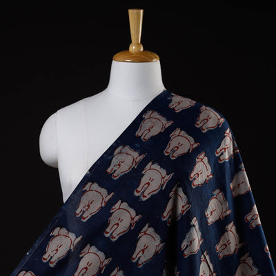 Blue - Cotton Bindaas Hand Block Print Fabric
