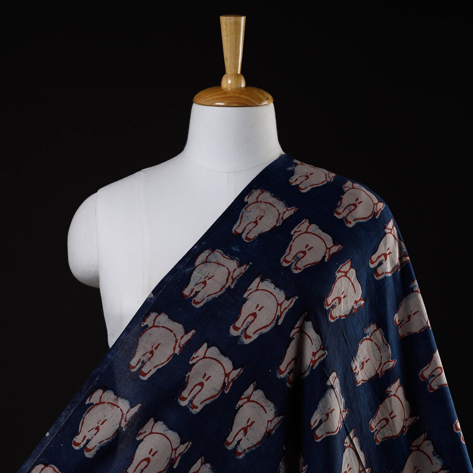 Blue - Cotton Bindaas Hand Block Print Fabric