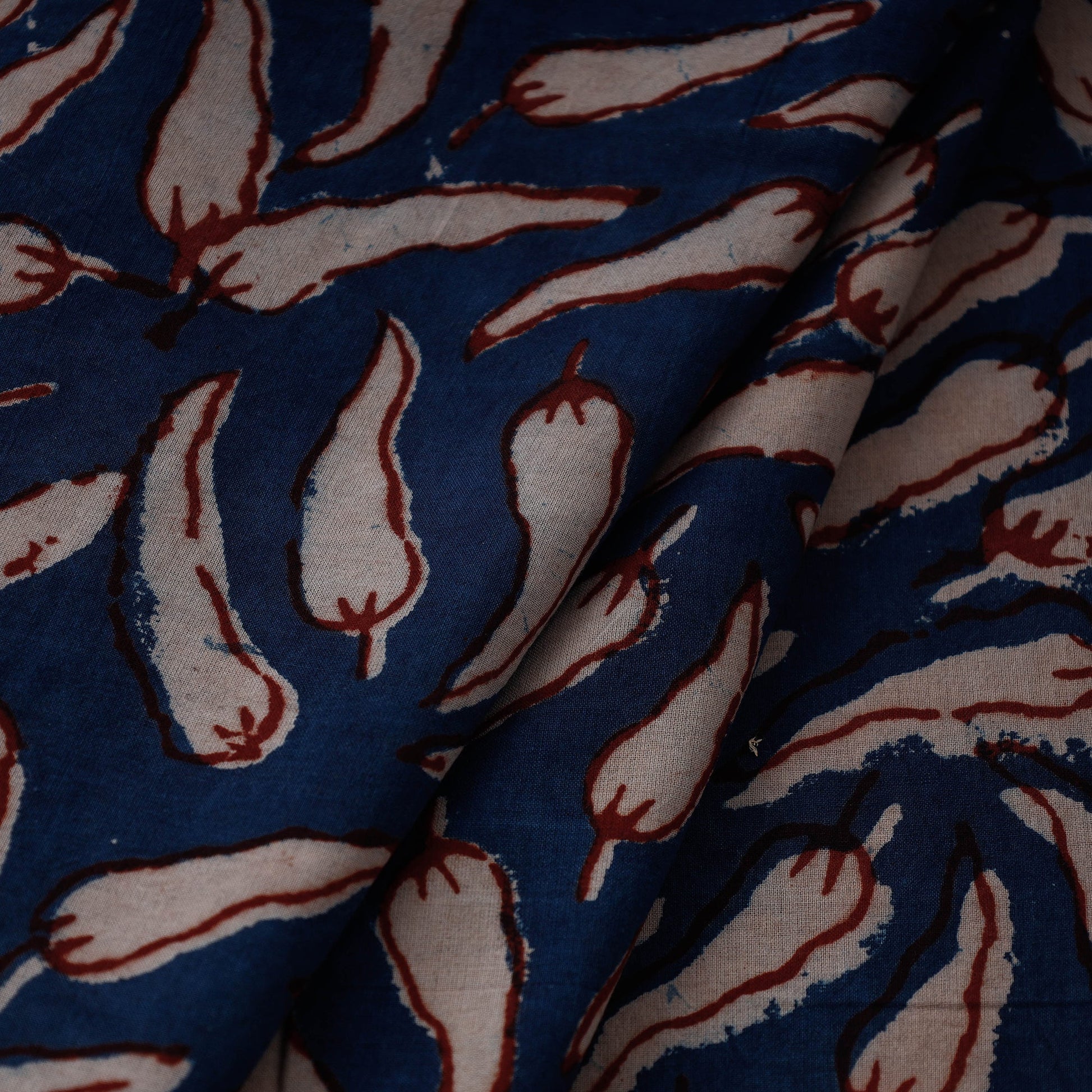 Blue - Cotton Bindaas Hand Block Print Fabric