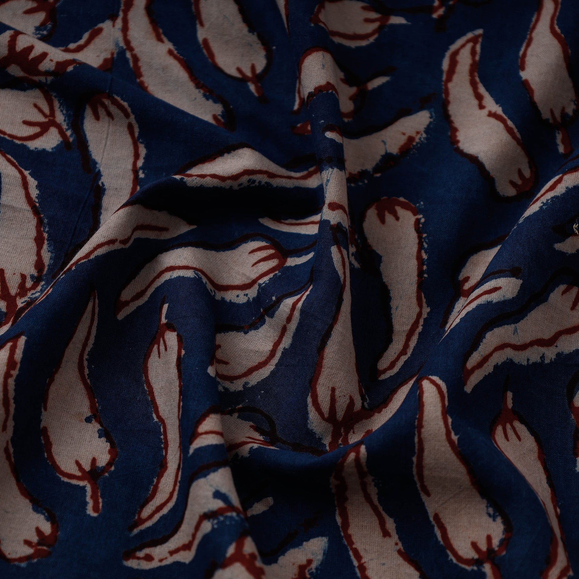 Blue - Cotton Bindaas Hand Block Print Fabric
