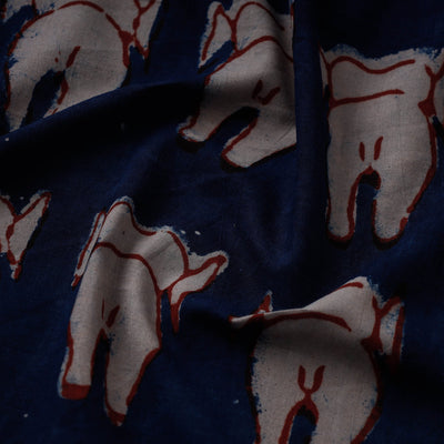 Blue - Cotton Bindaas Hand Block Print Fabric