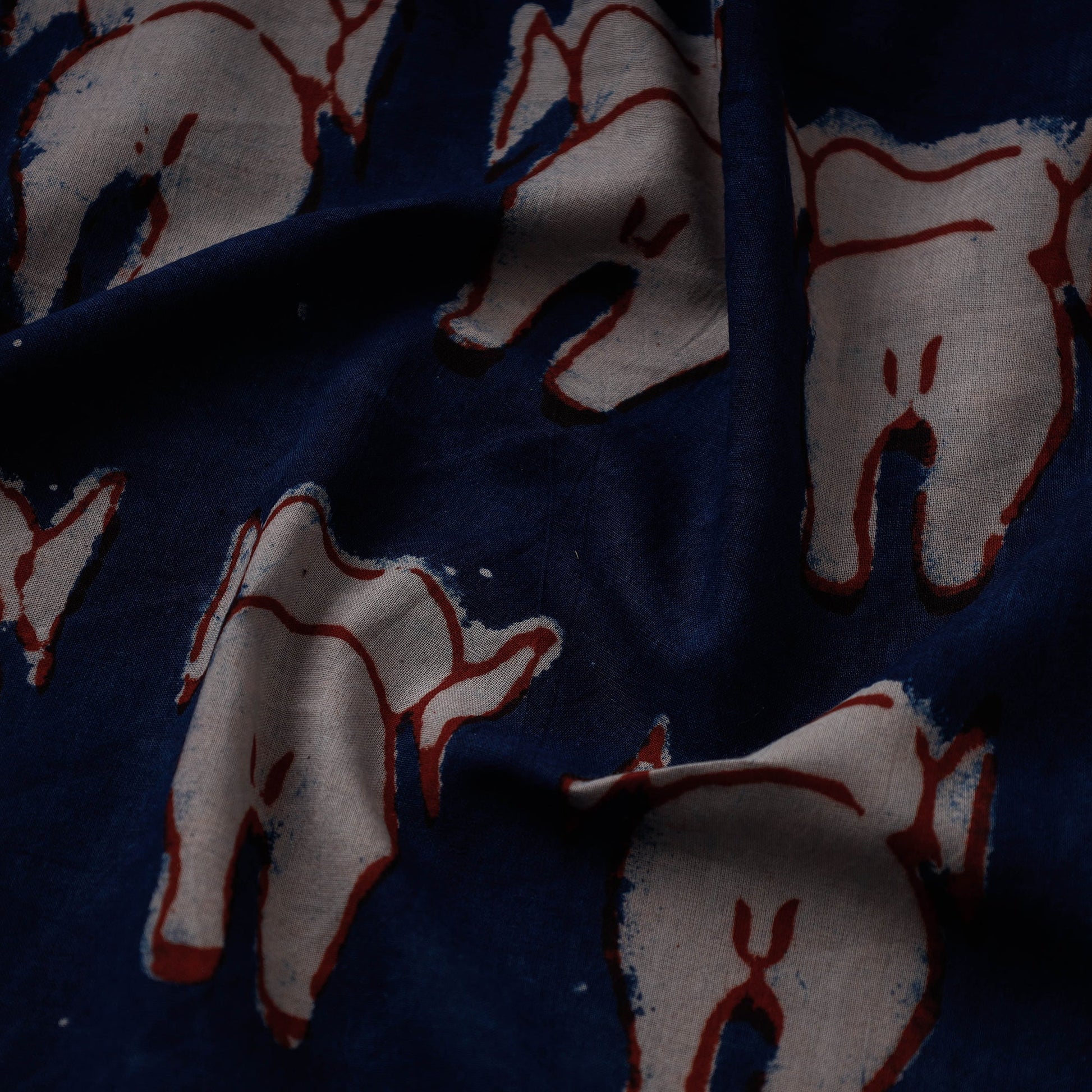 Blue - Cotton Bindaas Hand Block Print Fabric
