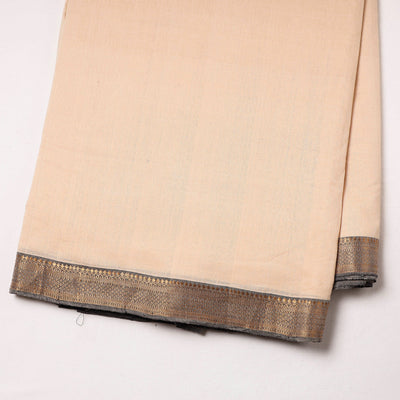 Beige - Original Mangalagiri Handloom Cotton  Zari Border Fabric