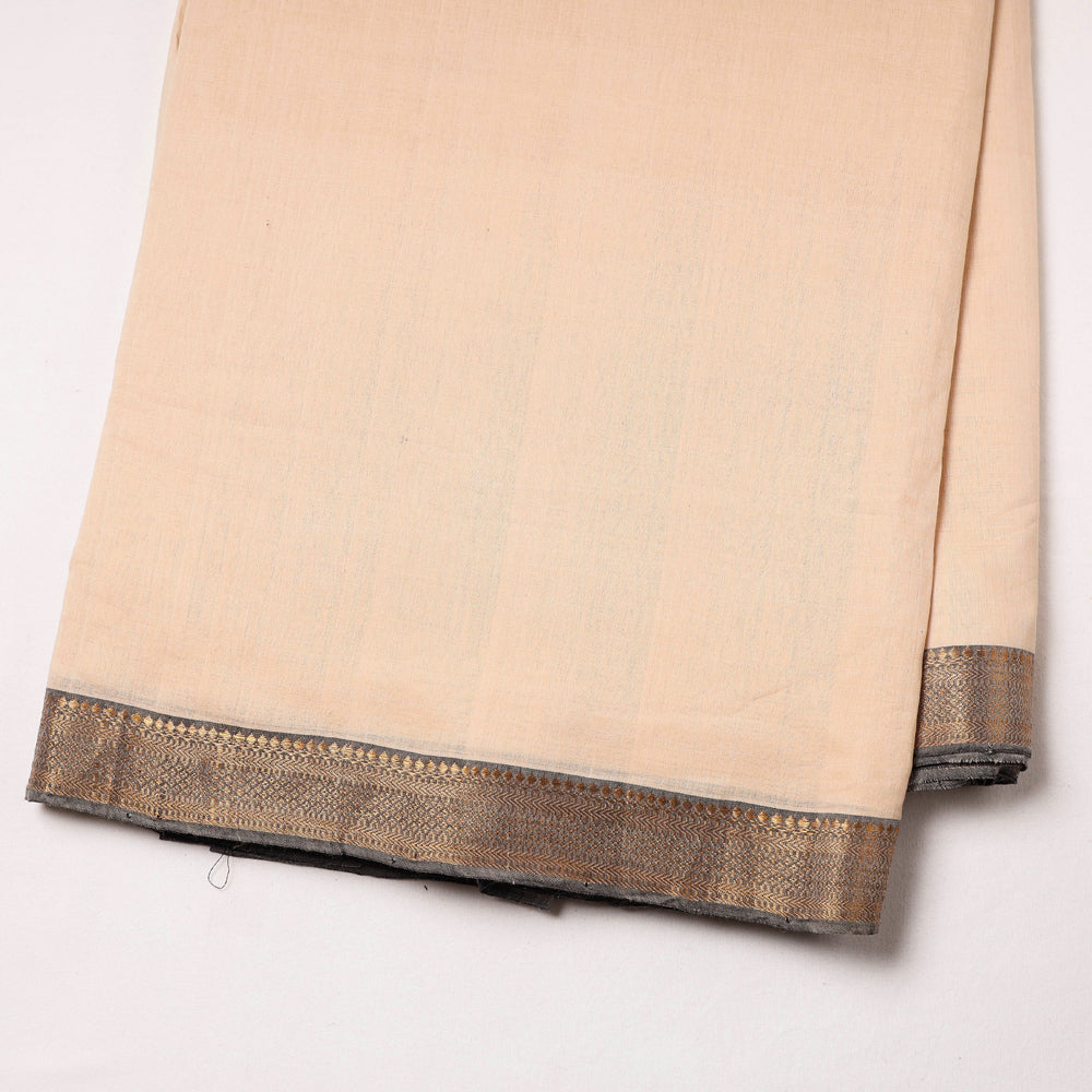 Beige - Original Mangalagiri Handloom Cotton  Zari Border Fabric