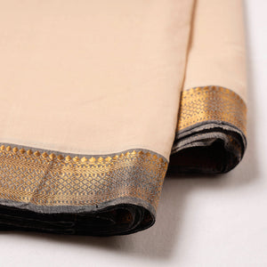 Beige - Original Mangalagiri Handloom Cotton  Zari Border Fabric