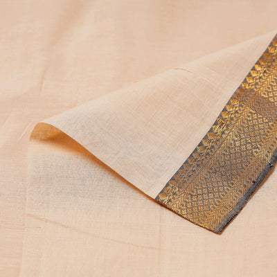 Beige - Original Mangalagiri Handloom Cotton  Zari Border Fabric