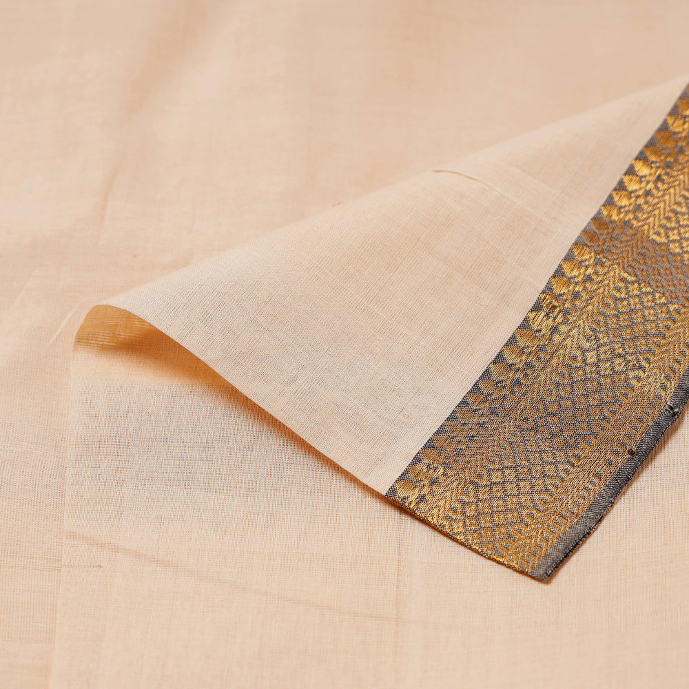 Beige - Original Mangalagiri Handloom Cotton  Zari Border Fabric