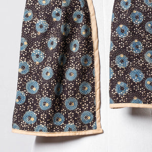 Black - Ajrakh Block printed Contrast Border Cotton Stole
