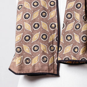 Brown - Ajrakh Block Printed Contrast Border Cotton Stole