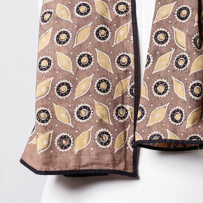 Brown - Ajrakh Block Printed Contrast Border Cotton Stole
