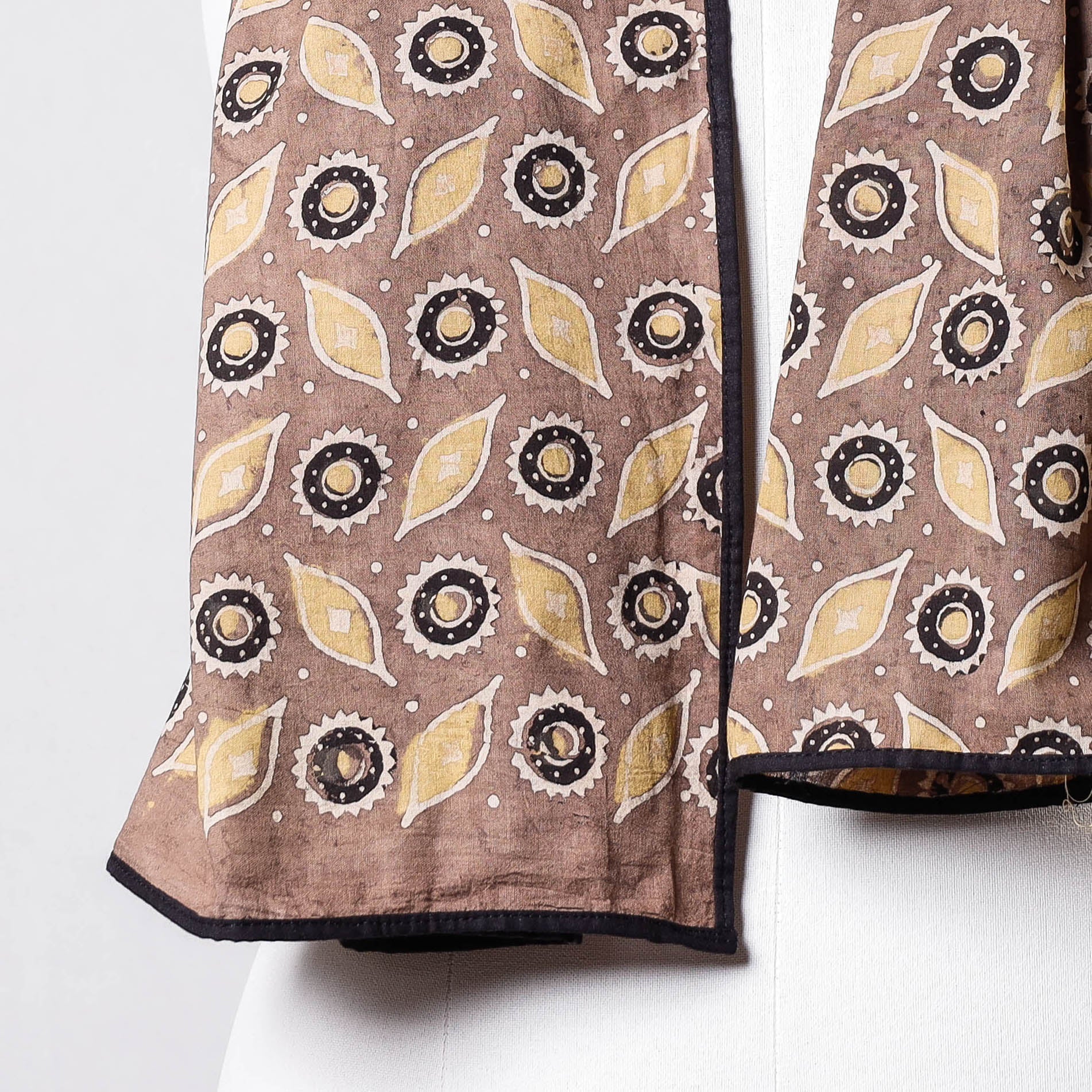 Brown - Ajrakh Block Printed Contrast Border Cotton Stole