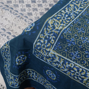 Blue - Akola Block Printing Jhiri Handloom Cotton Single Bed Cover (97 x 59 in)