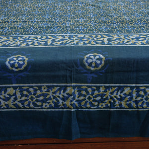 Blue - Akola Block Printing Jhiri Handloom Cotton Single Bed Cover (97 x 59 in)