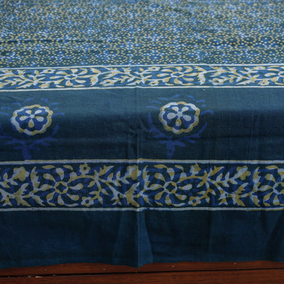 Blue - Akola Block Printing Jhiri Handloom Cotton Single Bed Cover (97 x 59 in)