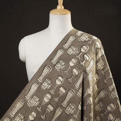 Brown - Bindaas Hand Block Print Cotton Natural Dyed Fabric