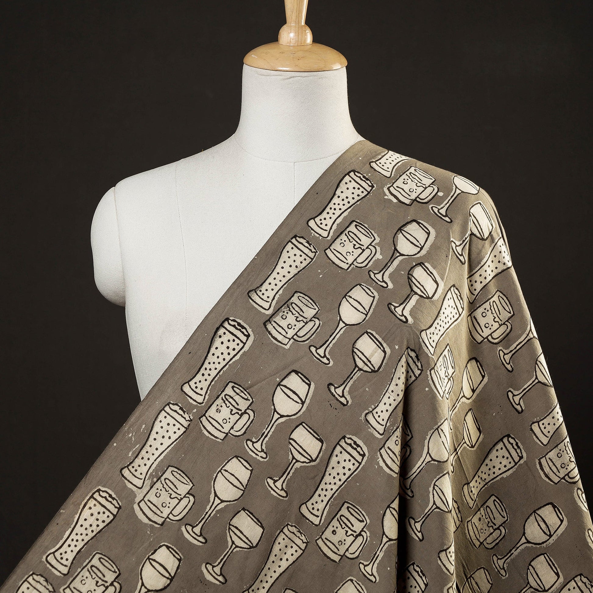 Brown - Bindaas Hand Block Print Cotton Natural Dyed Fabric