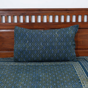 Blue - Akola Block Printing Jhiri Handloom Cotton Single Bed Cover (97 x 59 in)