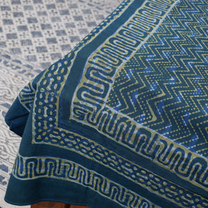 Blue - Akola Block Printing Jhiri Handloom Cotton Single Bed Cover (97 x 59 in)
