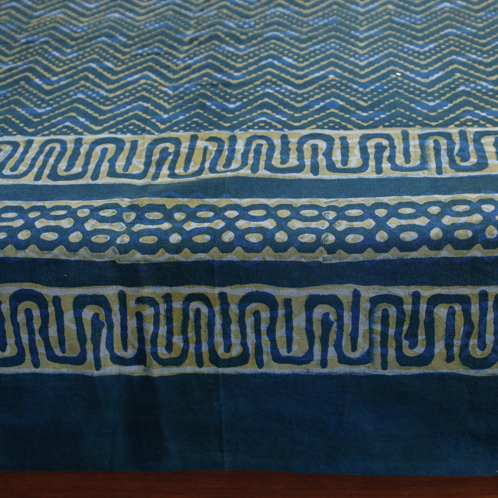 Blue - Akola Block Printing Jhiri Handloom Cotton Single Bed Cover (97 x 59 in)