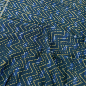 Blue - Akola Block Printing Jhiri Handloom Cotton Single Bed Cover (97 x 59 in)