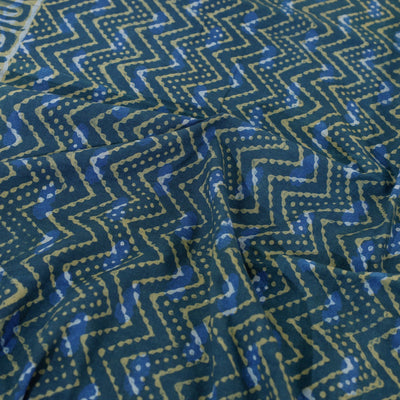 Blue - Akola Block Printing Jhiri Handloom Cotton Single Bed Cover (97 x 59 in)