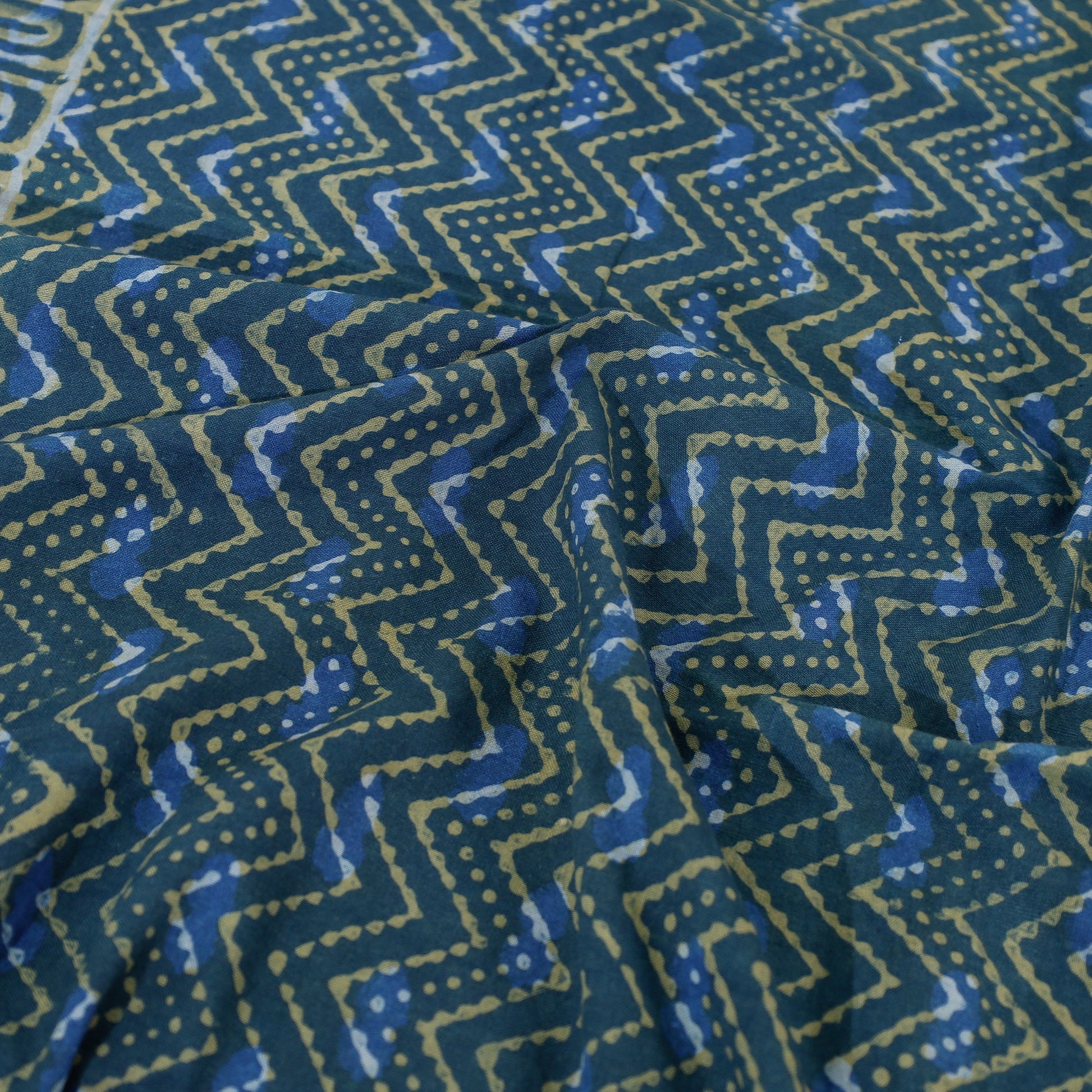 Blue - Akola Block Printing Jhiri Handloom Cotton Single Bed Cover (97 x 59 in)