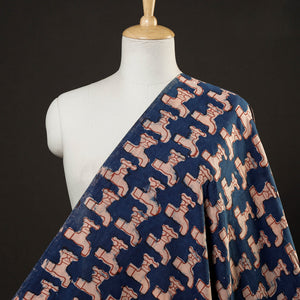 Blue - Bindaas Block Printed Cotton Natural Dyed Fabric