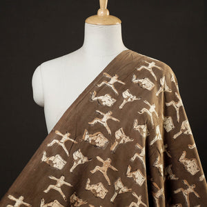 Brown - Bindaas Block Printed Cotton Natural Dyed Fabric
