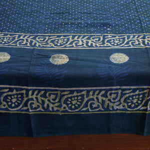 Blue - Akola Block Printing Jhiri Handloom Cotton Single Bed Cover (97 x 59 in)
