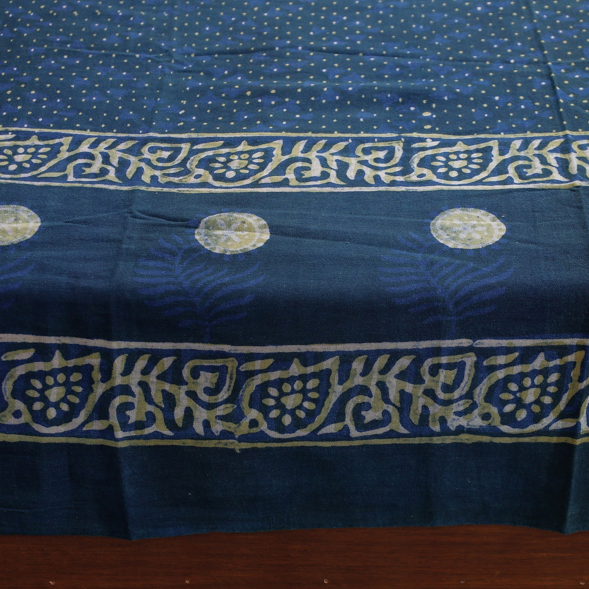 Blue - Akola Block Printing Jhiri Handloom Cotton Single Bed Cover (97 x 59 in)
