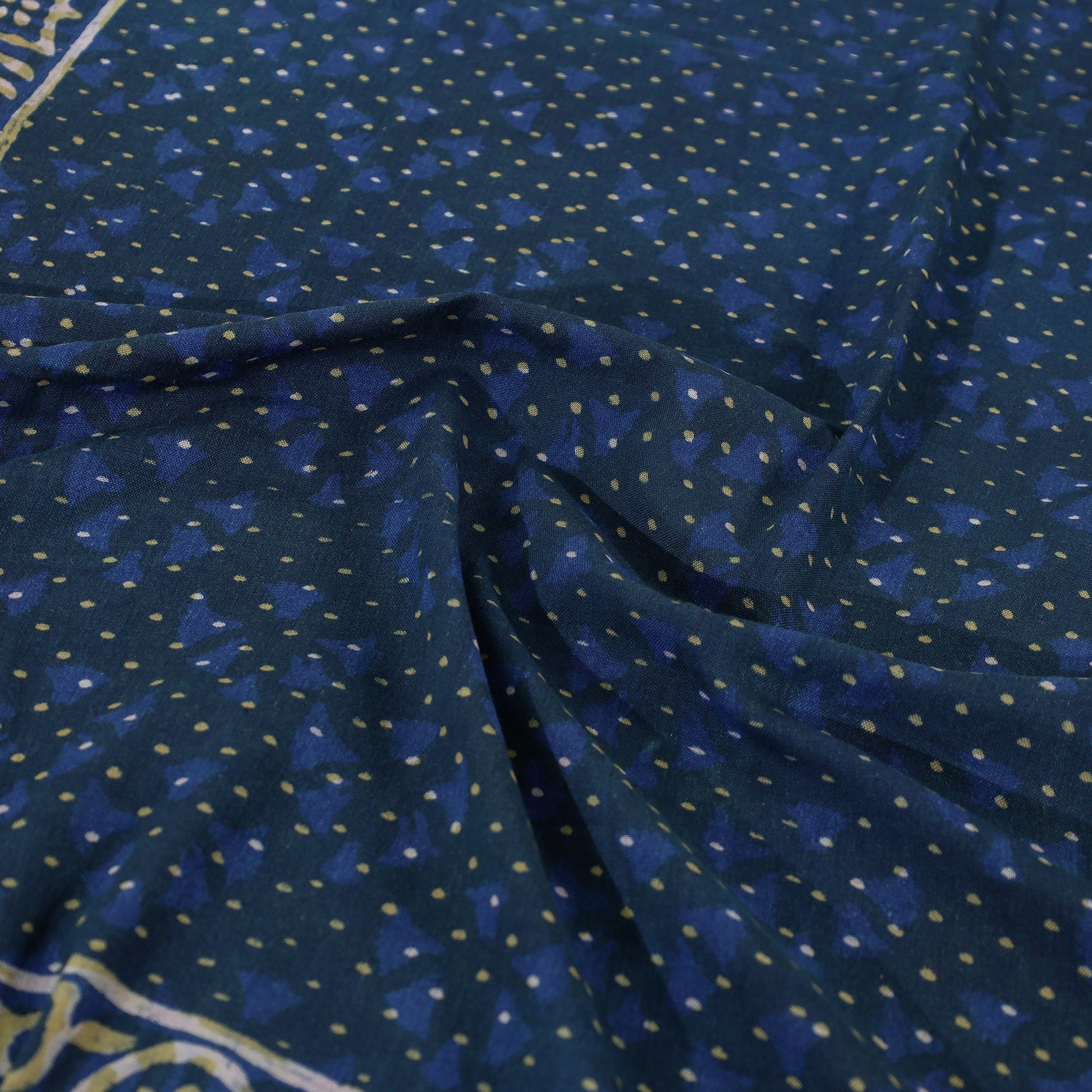 Blue - Akola Block Printing Jhiri Handloom Cotton Single Bed Cover (97 x 59 in)