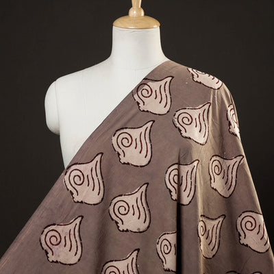 Brown - Bindaas Block Printed Natural Dyed Cotton Fabric