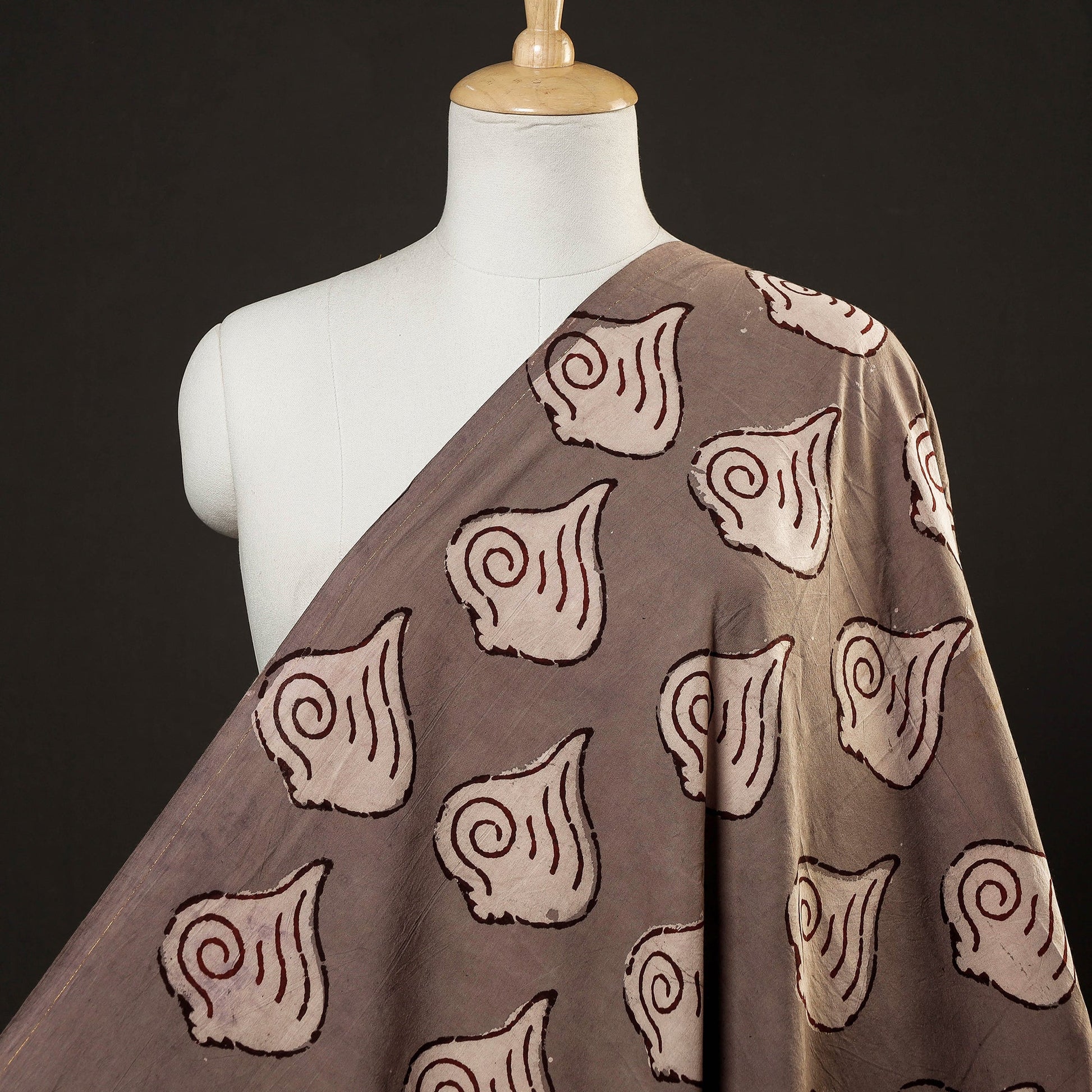 Brown - Bindaas Block Printed Natural Dyed Cotton Fabric