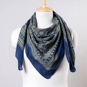 Blue - Ajrakh Block Printing Cotton Scarf from Kutch