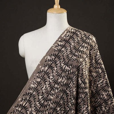 Brown - Bindaas Block Printed Cotton Natural Dyed Fabric