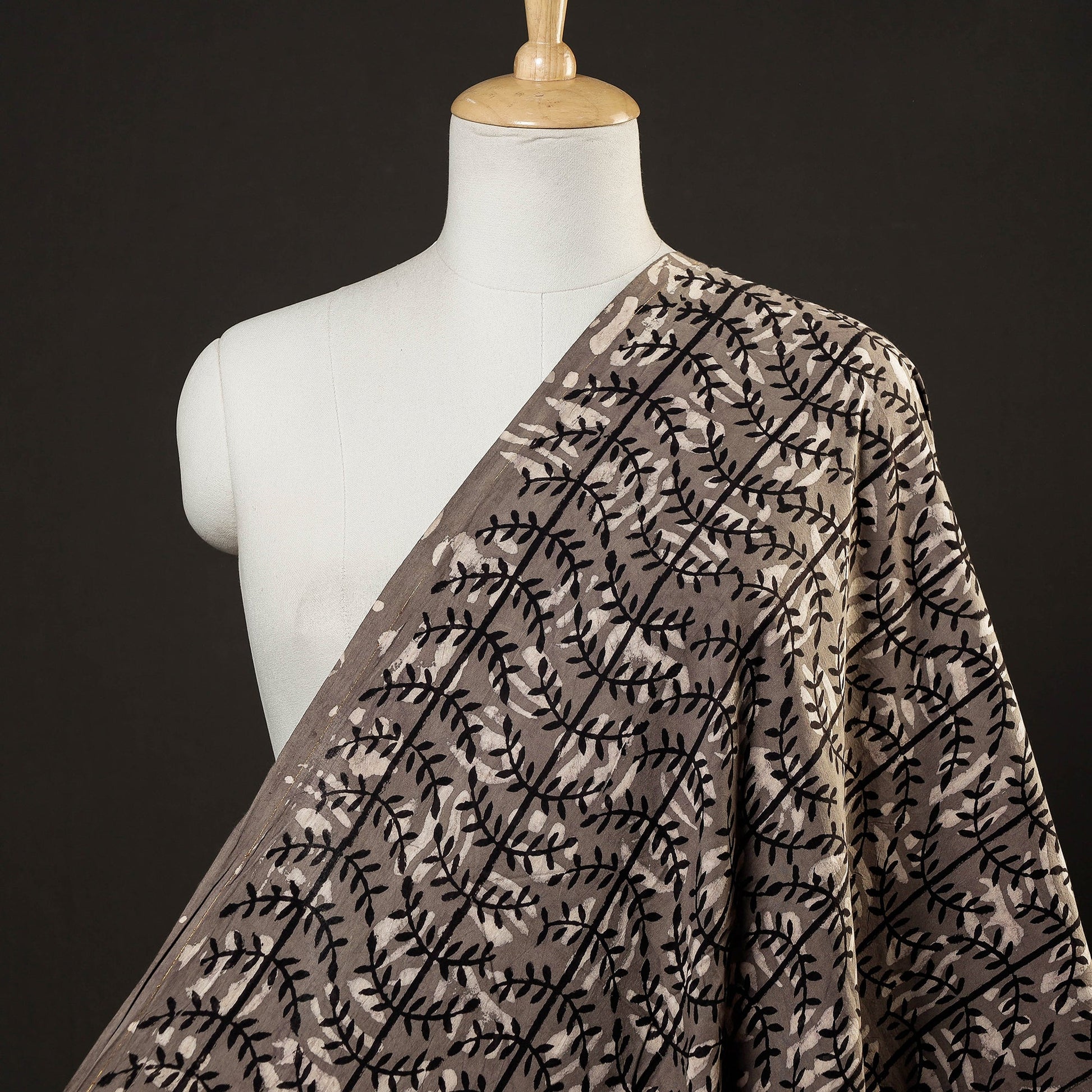 Brown - Bindaas Block Printed Cotton Natural Dyed Fabric