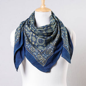 Blue - Ajrakh Block Printing Cotton Scarf from Kutch
