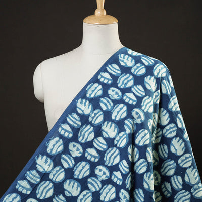 Blue - Bindaas Block Printed Cotton Natural Dyed Fabric