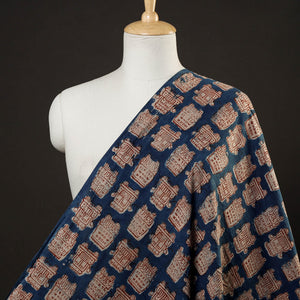 Blue - Bindaas Block Printed Cotton Natural Dyed Fabric