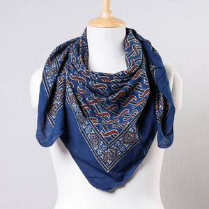 Blue - Ajrakh Block Printing Cotton Scarf from Kutch