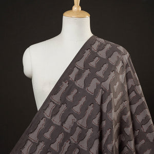 Brown - Bindaas Block Printing Natural Dyed Cotton Fabric