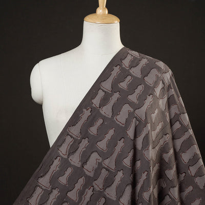 Brown - Bindaas Block Printing Natural Dyed Cotton Fabric