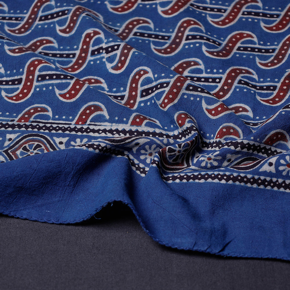 Blue - Ajrakh Block Printing Cotton Scarf from Kutch