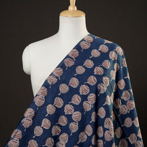 Blue - Bindaas Block Printed Cotton Natural Dyed Fabric