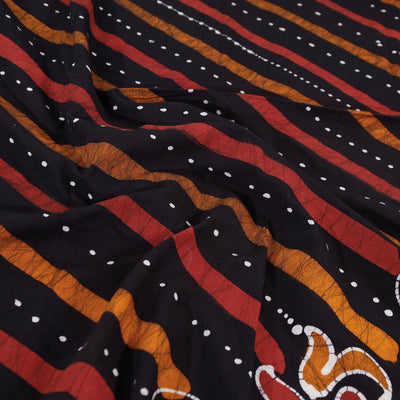 Black - Hand Batik Printed Cotton Double Bed Cover with Pillow Covers (104 x 90 in)