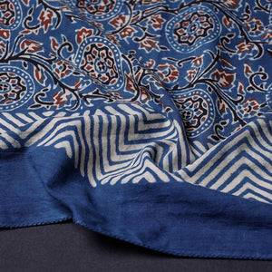 Blue - Ajrakh Block Printing Cotton Scarf from Kutch