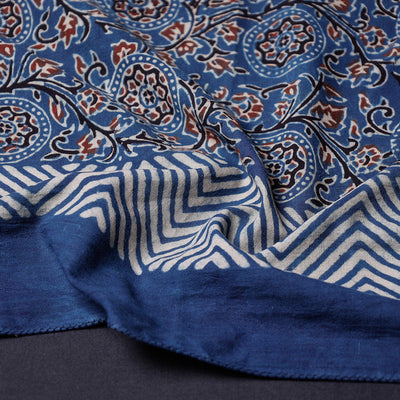 Blue - Ajrakh Block Printing Cotton Scarf from Kutch