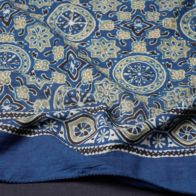 Blue - Ajrakh Block Printing Cotton Scarf from Kutch