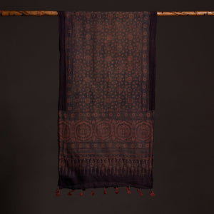 Brown - Ajrakh Hand Block Printed Pure Woolen Stole