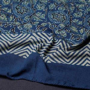 Blue - Ajrakh Block Printing Cotton Scarf from Kutch